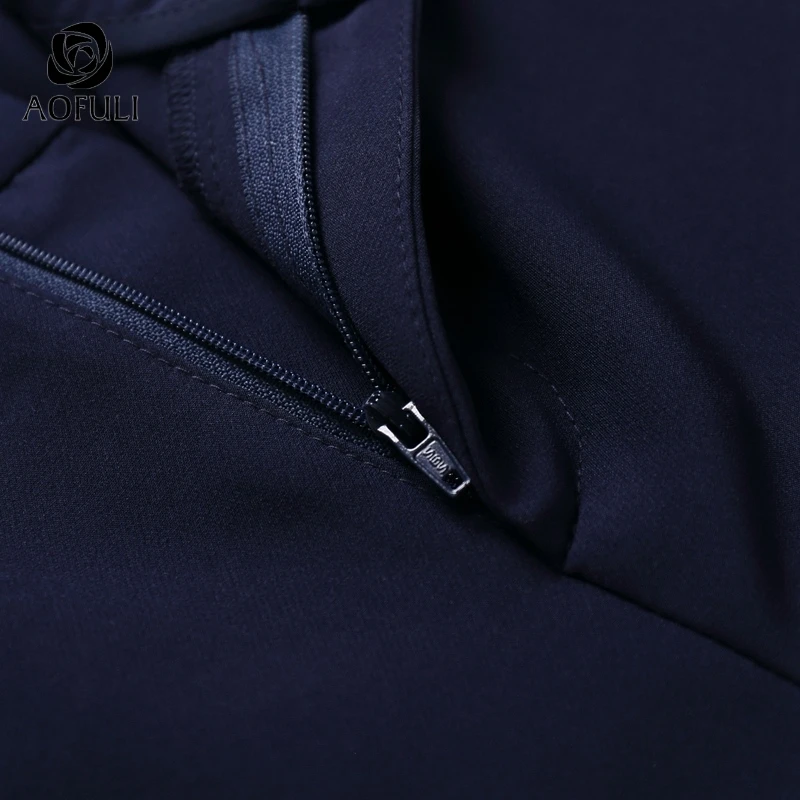 AOFULI 4XL/5XL Женские брюки длиной до икры Синие Большие размеры Летние повседневные