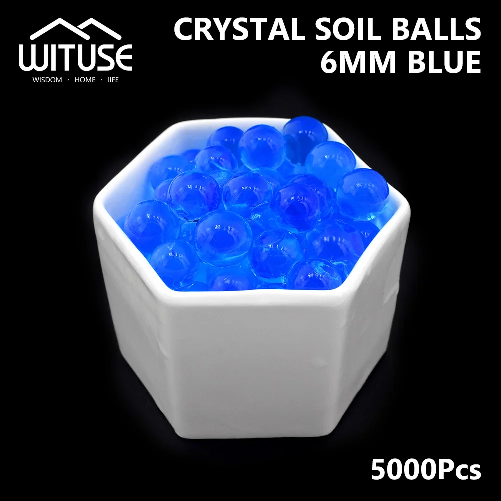 Blue 5000 шт 6 мм в форме жемчуга 6-8 мм большой кристалл почвы воды бусинки грязи растут волшебный Желейный шарик детская игрушка Свадьба домашний декор гидрогелевые бусины - Цвет: Blue