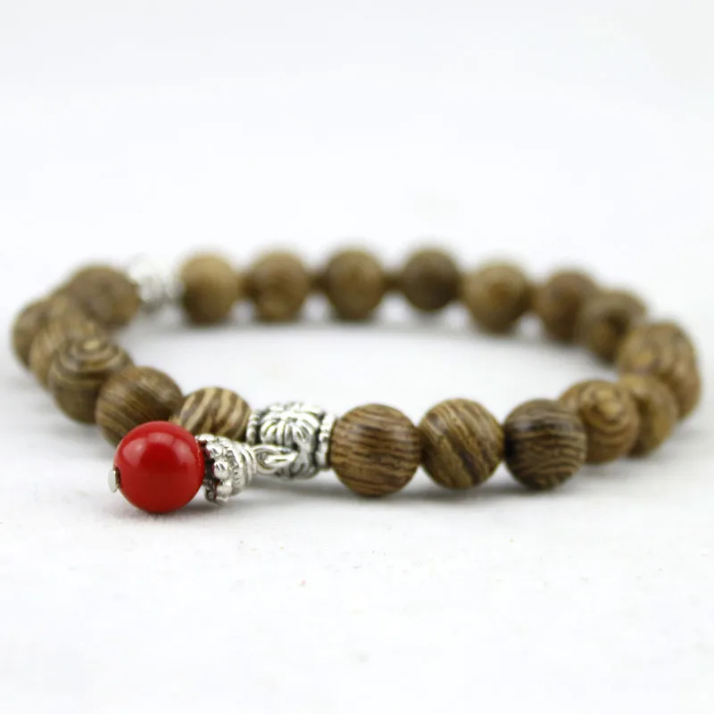 Буддистские молитвенные Бусины Из Натурального Коричневого Дерева браслет для