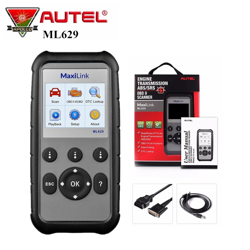 Autel MaxiLink ML629 автомобильный диагностический инструмент OBD2 сканер для передачи двигателя ABS SRS Полный OBD2 код ридер Обновление ML619 AL619