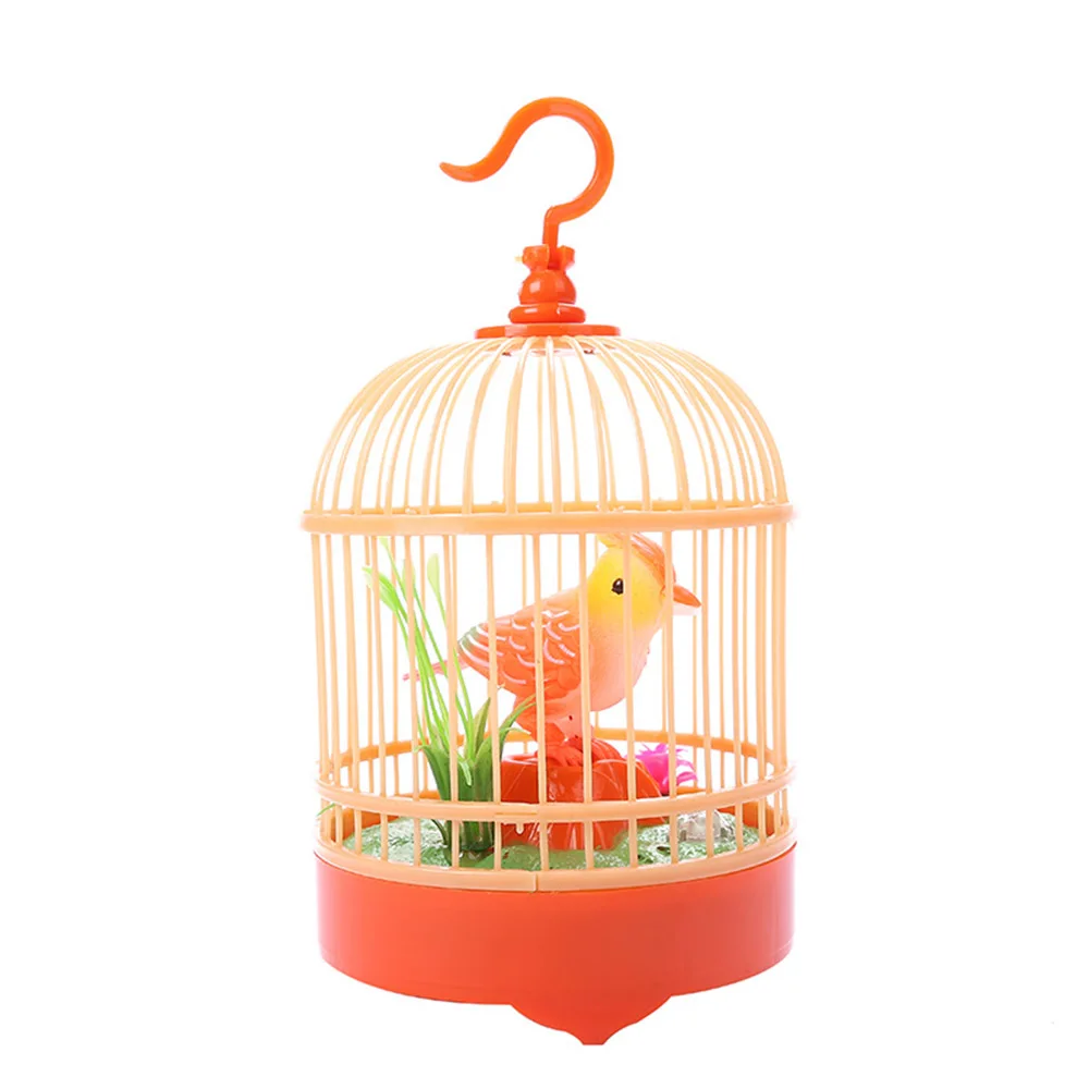 Электронная птица пение Chirping игрушка в клетке дети Голосовое управление