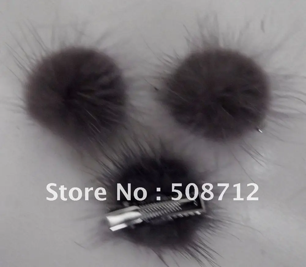 Free shipping!!!! dark grey color 30mm mink ball jewelry hair alligator clip