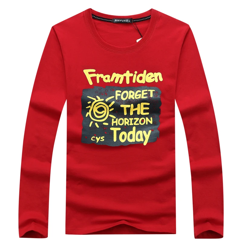 Мужская хлопковая Приталенная футболка Повседневная модная с длинным рукавом