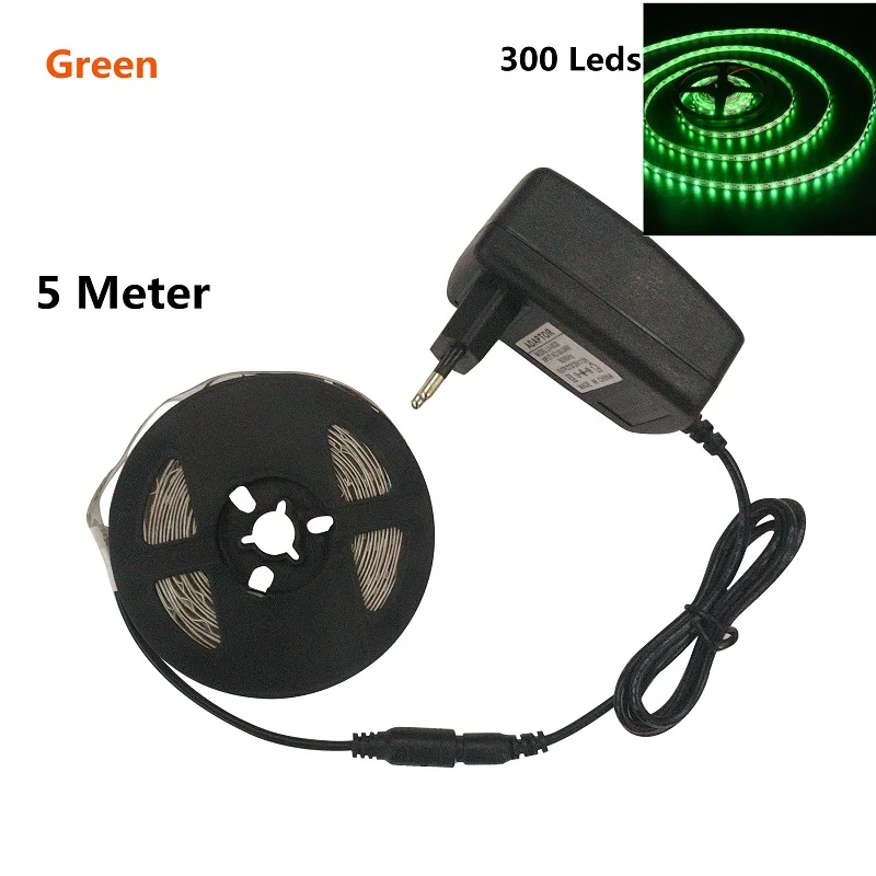 Green 5 м 300 светодиодов не водонепроницаемый RGB светодиодный светильник 2835 12 В постоянного тока 60 светодиодов/м Гибкий Светильник ing лента Белая/теплая белая/синяя полоса - Испускаемый цвет: Green