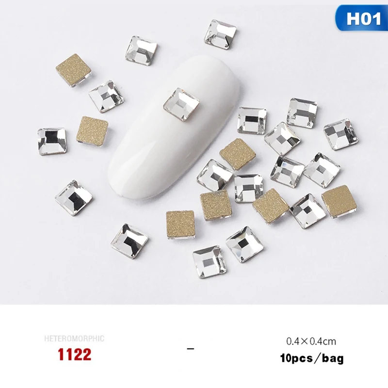 NA3147H01 10 шт. Стразы ab Crystal Камни для пламени квадратный алмаз камень 3D браслеты с подвесками стразы маникюр Нейл-арт Декор инструмент - Цвет: NA3147H01