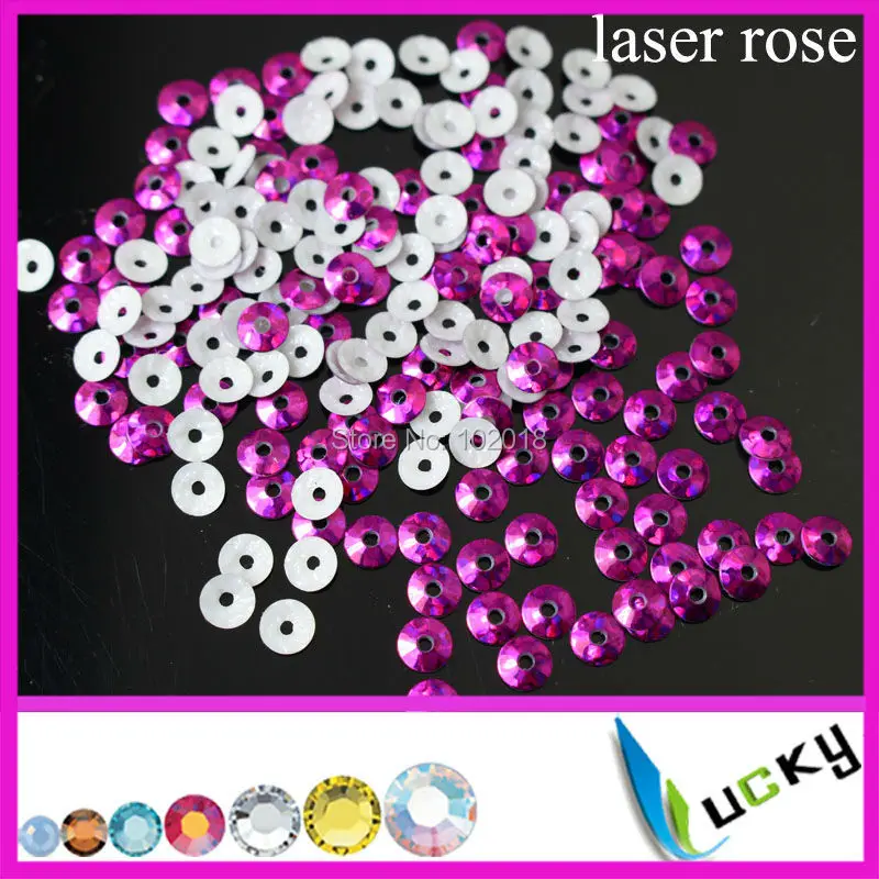6 мм супер-блестящий тепла спангл блесток с отверстия лазерный розовый цвет