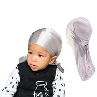 kids silky durag boys long tailed pirate cap hip hop cap bandana turban headwear children hair accessories new fashion
