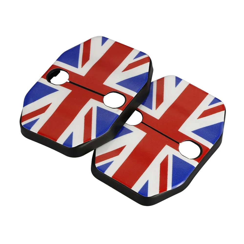Red Union Jack 2 шт., Автомобильный Дверной замок, устойчивый к ржавчине, пряжка, чехол Юнион Джек, стиль для Mini Cooper S хэтчбек F55 F56, аксессуары для стайлинга автомобилей - Цвет: Red Union Jack