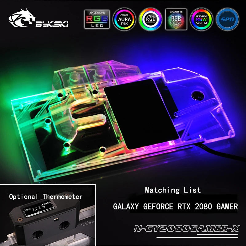BYKSKI полное покрытие GPU водоблок для GALAX RTX 2080 GAMER. Медь радиатора. П/П: N GY2080GAMER
