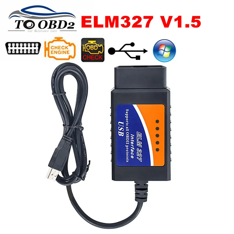 Автомобильный диагностический ELM327 USB Пластиковый считыватель кодов V1.5