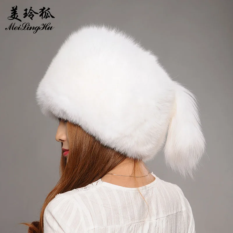 New 2017 Real Fox Fur Winter Hat for Women Fahsion Solid Genuine Natural Fur Thick Female Cap Men's Hat Warm Beanies Cap