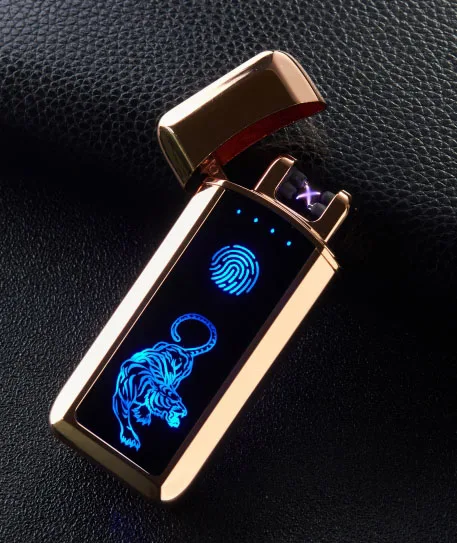 Плазменная Зажигалка Электронная зажигалка Прикуриватель для курения Usb зарядка двойная дуга - Цвет: rose gold tiger