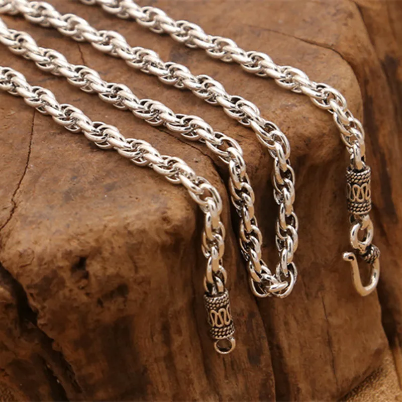 Длинное ожерелье чокер из серебра 100% пробы толщиной 4 мм 27 г|Ожерелья| |