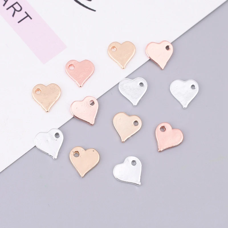

New Fashion Rose Gold Silver Heart Pendant Alloy Charms Handmade Women Earrings Bracelets Jewelry Making Accessories Wholesale