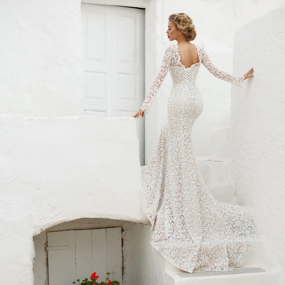 Великолепное свадебное платье с глубоким v-образным вырезом кружевное юбкой годе