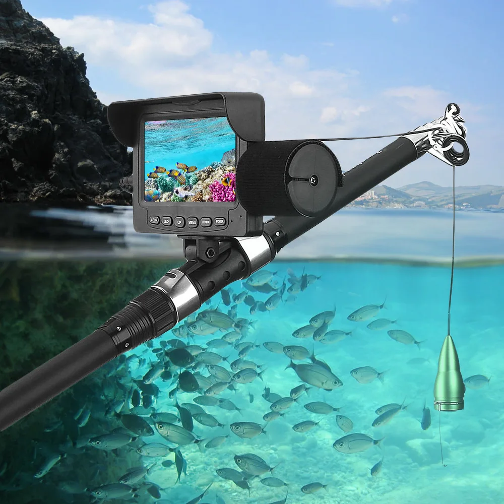15M 1000TVL Fish Finder Underwater Ice Fishing Camera 4.3 Inch LCD Monitor 6pcs White / IR LED Night Vision Camera Fishfinder