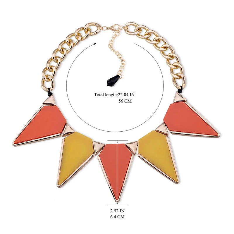 Kaymen Дизайн Ювелирных Изделий Треугольник Смолы Позолоченный Заявление Ожерелье