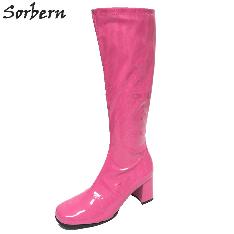 Женские ботинки на Хэллоуин до колена с квадратным носком|boots for woman|costume bootsboots vintage