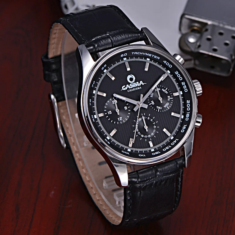 Мужские часы Роскошные Классические наручные Модные Бизнес кварцевые черный