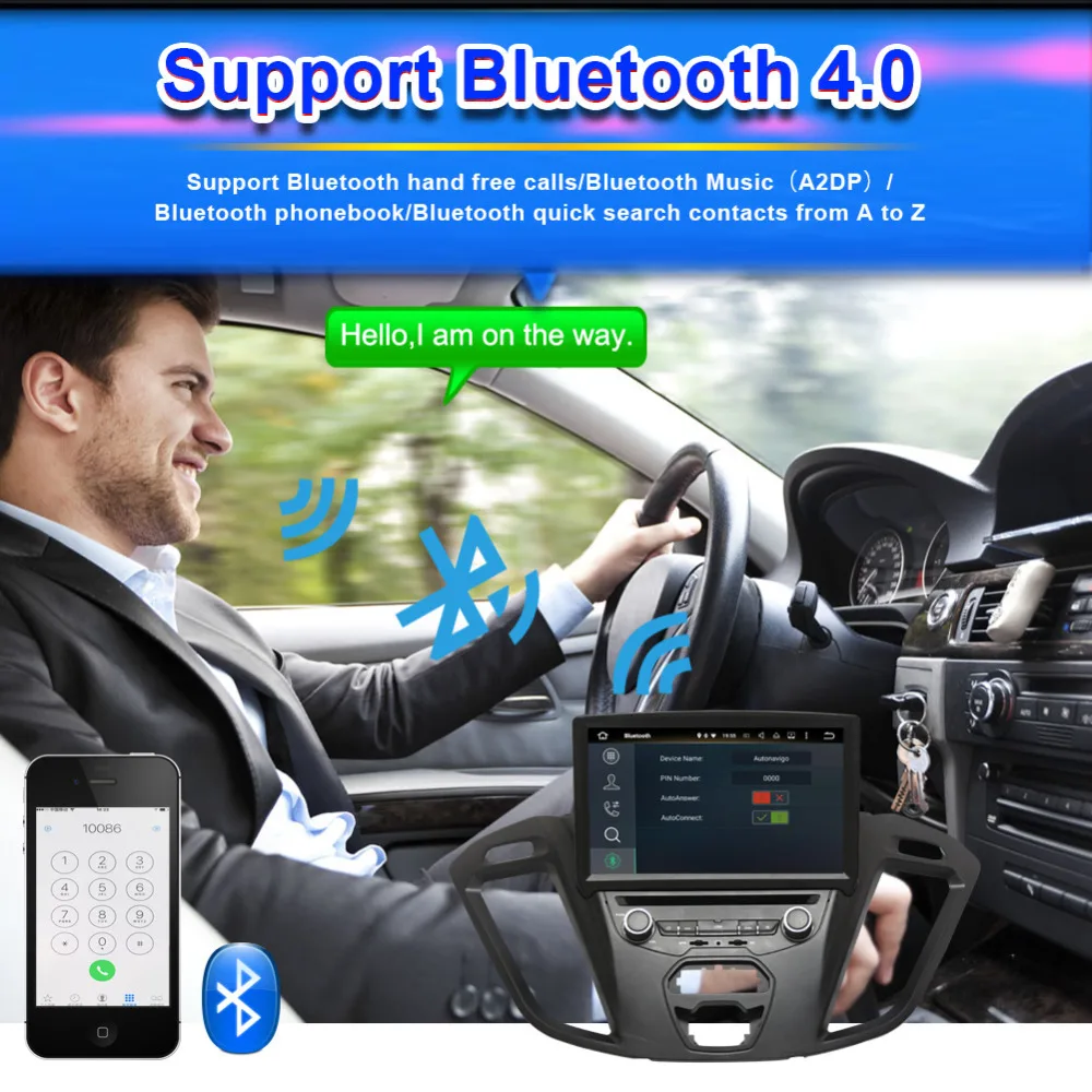 Android 8 0 Восьмиядерный 4 Гб RAM Автомобильный GPS навигатор с Bluetooth для Ford Tourneo 2013-Авто
