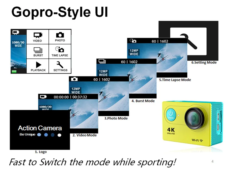 H9 Ultra HD 4K WiFi Пульт дистанционного управления спортивная видеокамера DVR DV go Водонепроницаемая профессиональная камера Спортивная камера черный