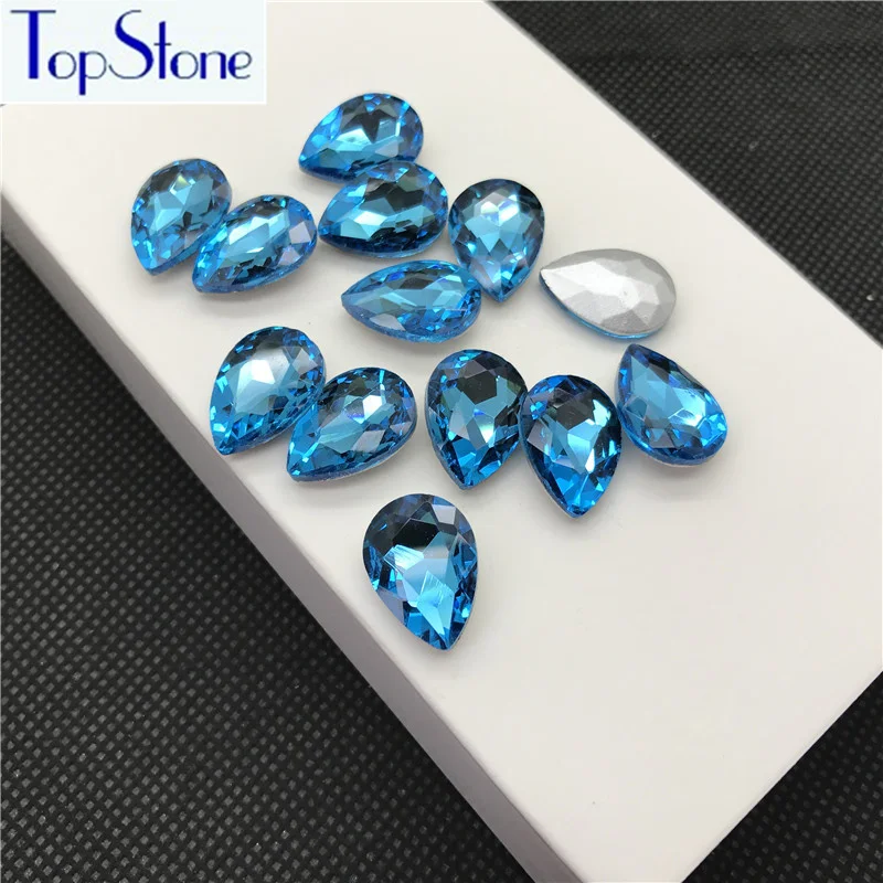 Аквамарин цвет стеклянный кристалл в форме слезы остроконечные Стразы 5x8 6x10 8x13