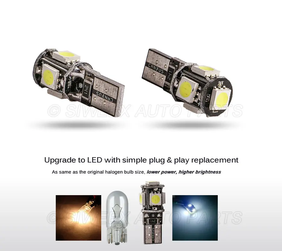 4 шт. автомобисветодиодный светодиодные лампы W5W T10 5050 5 SMD CANBUS 12 в постоянного
