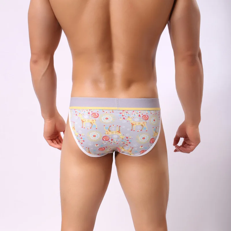 

DANJIU Christmas Cotton Sexy Gay Male Underwear Low Waist Elk Mens Briefs Slim Soft Man Underpants U Convex Cuecas Men's Panties