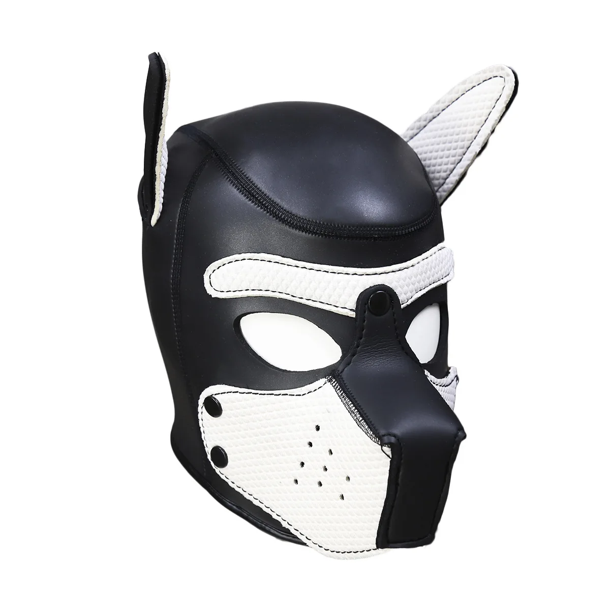 Белый Маски для вечеринок, для щенков, для игр, для собак, с капюшоном, маска с подкладкой из латексной резины, для ролевых игр, косплей, полная голова+ уши, маска на Хэллоуин, секс-игрушка для пар - Цвет: Белый