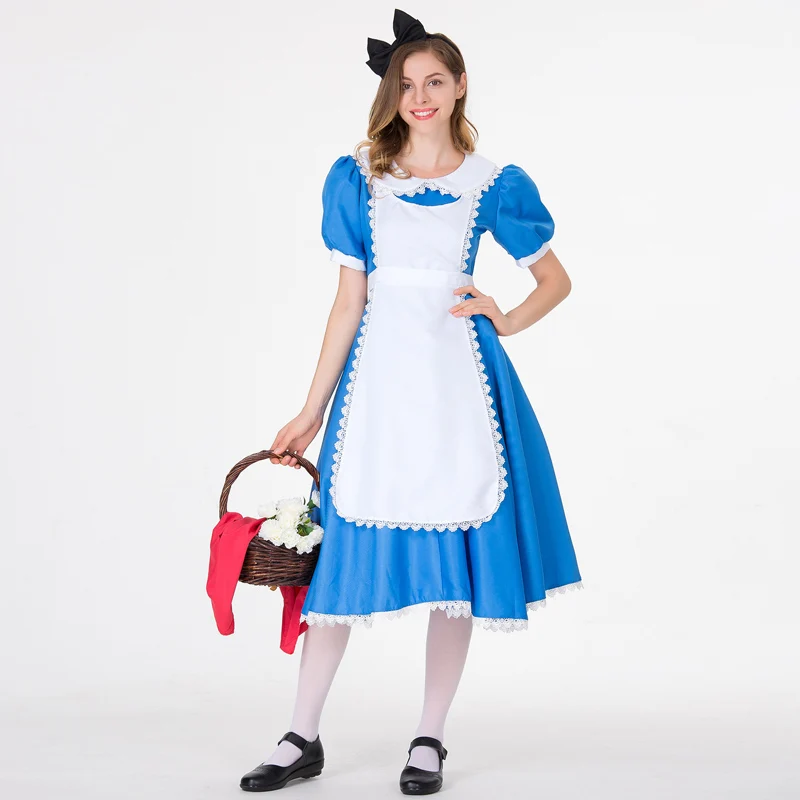 

Halloween Alice in Wonderland Costume Adult Women Beauty And The Beast Belle Lolita Maid Cosplay Fancy Dress