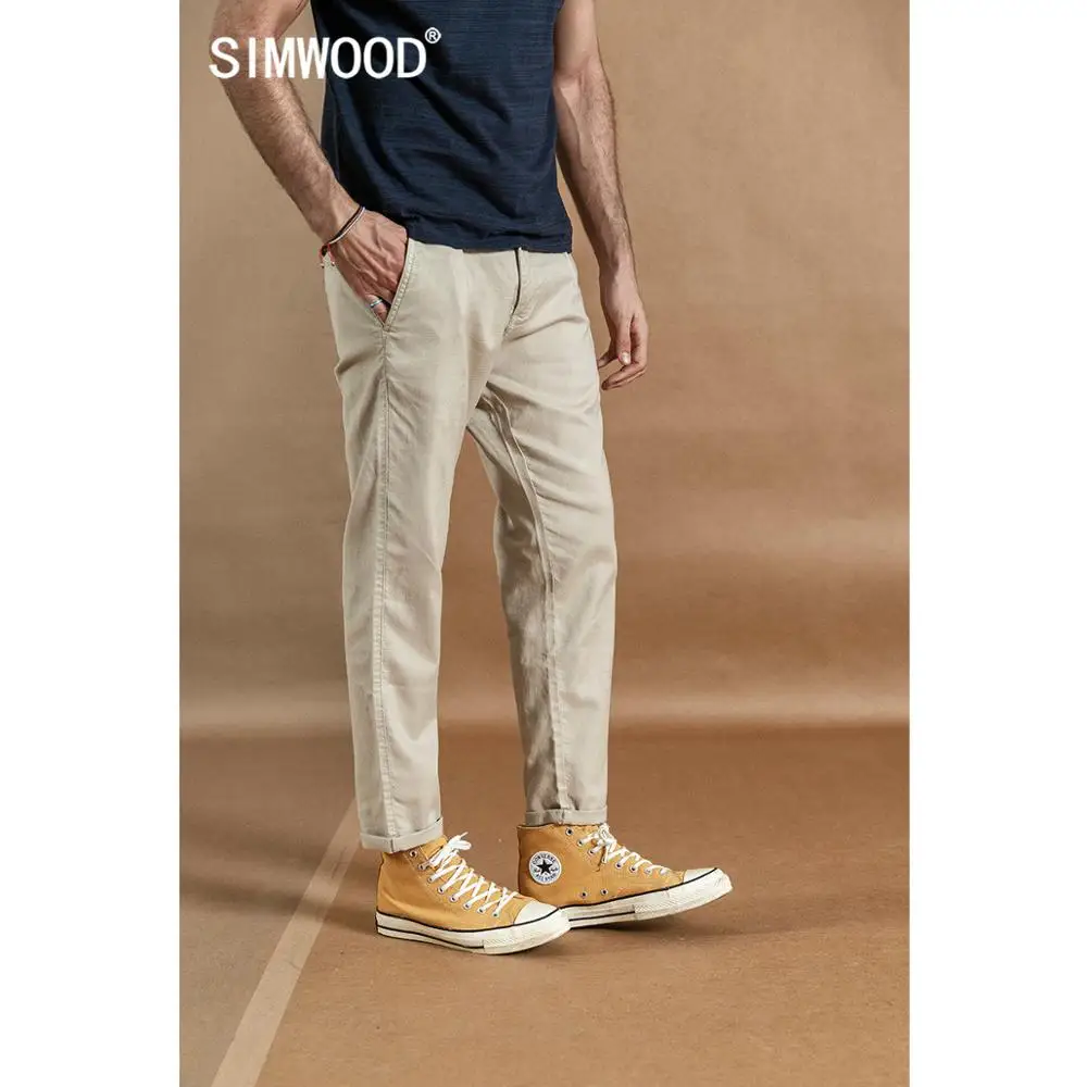 Мужские повседневные брюки SIMWOOD летние штаны из хлопка и льна длиной до щиколотки