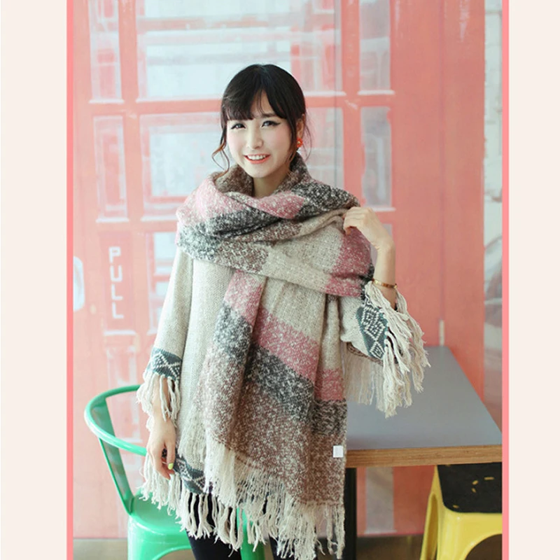 2018 модный шарф женские шарфы с кисточками обертывания осень зима одеяло шали