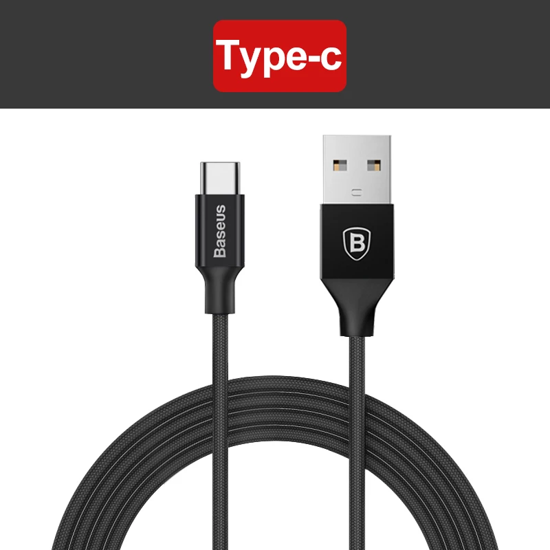 Baseus USB кабель для iPhone Xs Max X Быстрая зарядка зарядное устройство 3 в 1 Micro USB кабель Android usb type c type-c кабели для мобильных телефонов - Цвет: Type-c Black