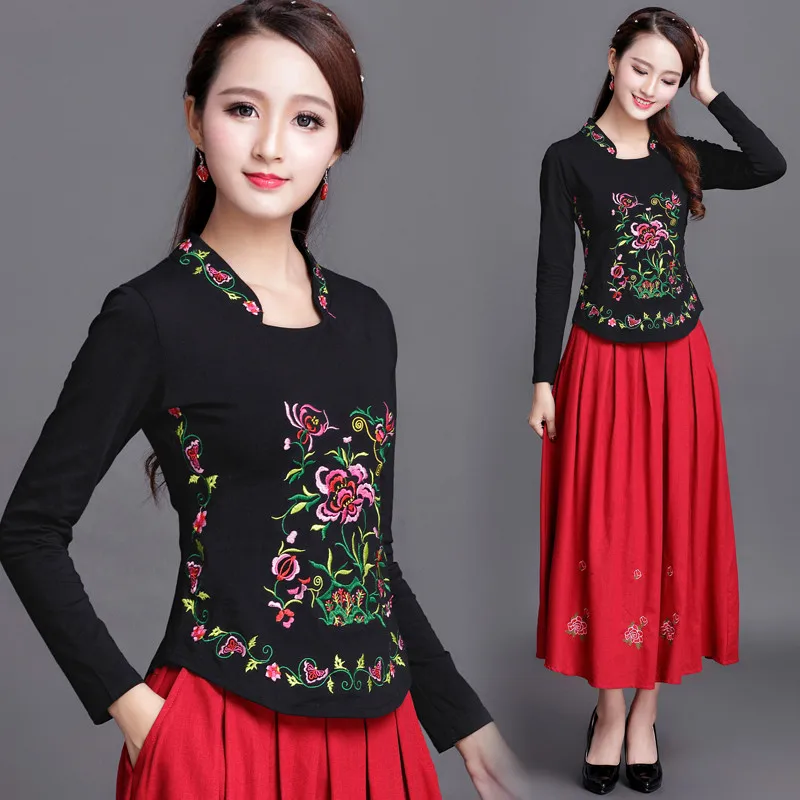 Традиционная китайская рубашка одежда для женщин с вышивкой 5XL Qipao элегантные