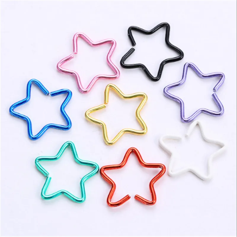 40pcs/lot New Stainless Steel multicolor Nose Open Hoop Ring Star Earring Body Piercing Studs Women Men Fashion Jewelry | Украшения и