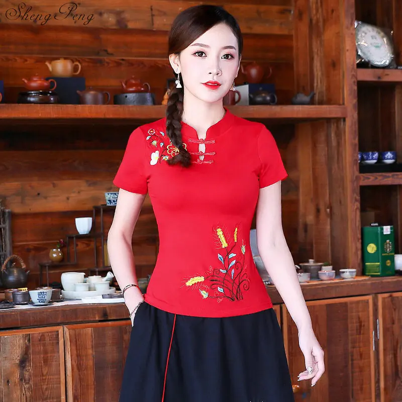 Традиционная китайская рубашка одежда для женщин вышивка 5XL Qipao элегантные Blusa