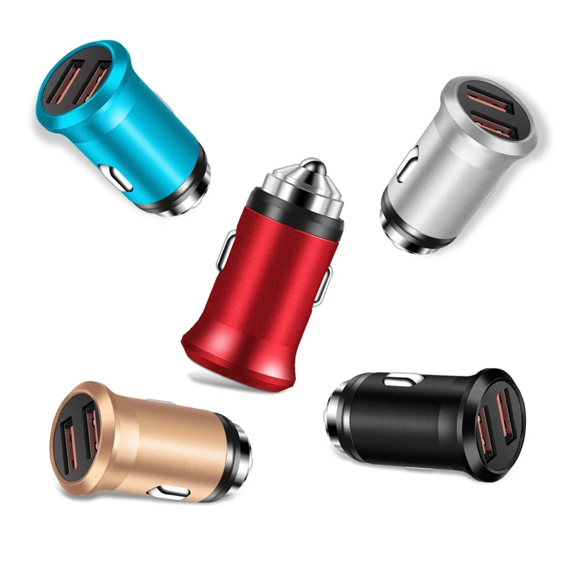 Металлическое зарядное устройство 5V 2.4A USB для автомобильного прикуривателя