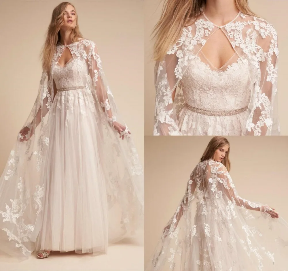 2019 Fashion Bridal Wraps Full Lace Appliques Sweep Train Wedding Cape Custom Made Cheap Wedding Wraps