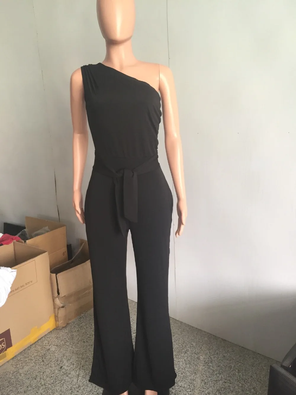 Ruby's Closet сексуальные женские одноплечные широкие комбинезоны с завышенной