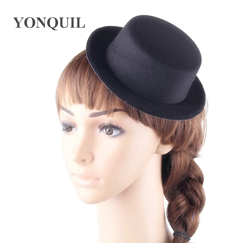 12 шт./лот 17 см черная курица вечерние Мини Top Hat волос чародей База DIY Мини шляпа дети показывают hat свадебные церкви случаю
