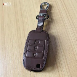 A Style Coffee color Кожаный чехол для ключей с верхним слоем для Kia Ceed Sorento cerato K3 K3S K4 K5 KX3 Sportage KX5 3 кнопки дистанционного управления - Название цвета: A Style Coffee color