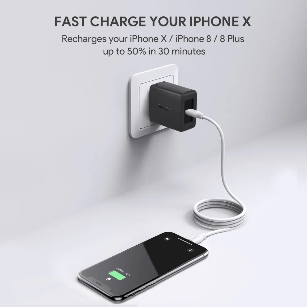 AUKEY USB быстро Зарядное устройство 29 Вт PD Тип C + 3A быстрой зарядки мобильного