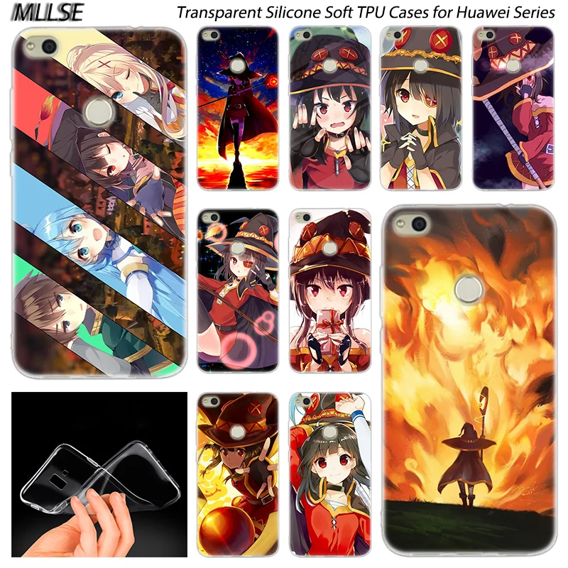 Силиконовый чехол с аниме Konosuba Megumin для Huawei NOVA 3 3i 4 Honor 7A Pro 7S 6X 7X 8X 8 9 10 Lite Play View 20