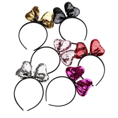 Женская повязка на голову с бантом и блестками для девочек семейный праздничный