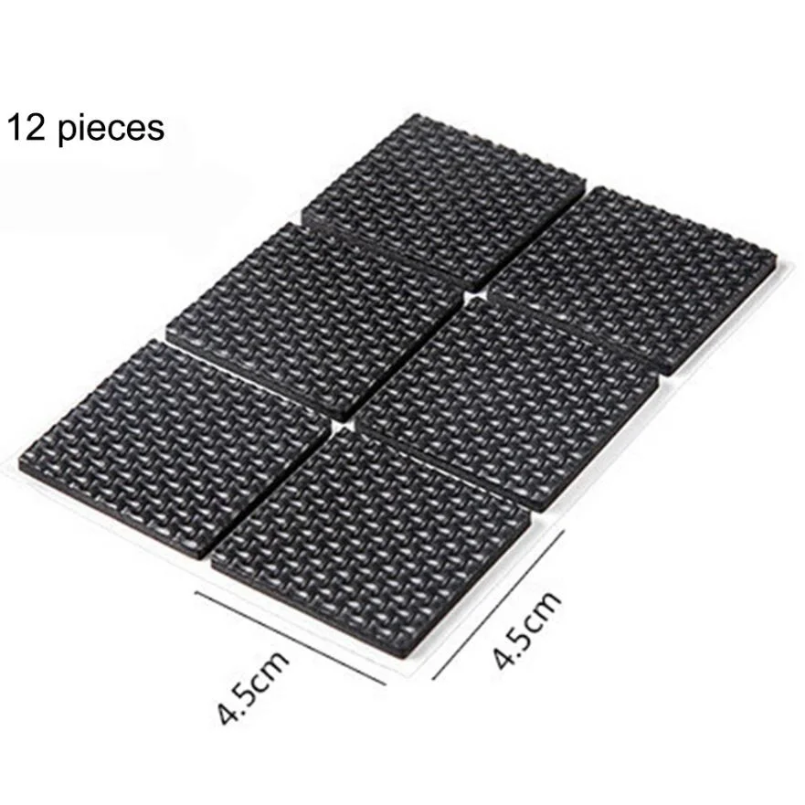 Square(12pcs) Резиновый противоскользящий коврик для царапин, для ремонта мебели, защита для пола, набор для стула/стола/деревянные защитные подстилки - Цвет: Square(12pcs)