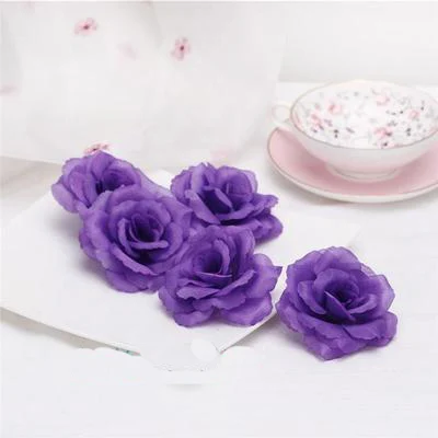 Dark Purple Одна деталь 8 см черная искусственная Роза Цветок голова для свадьбы автомобиля украшение день Святого Валентина подарок DIY Роза медведь поддельные цветы Флорес - Цвет: Dark Purple