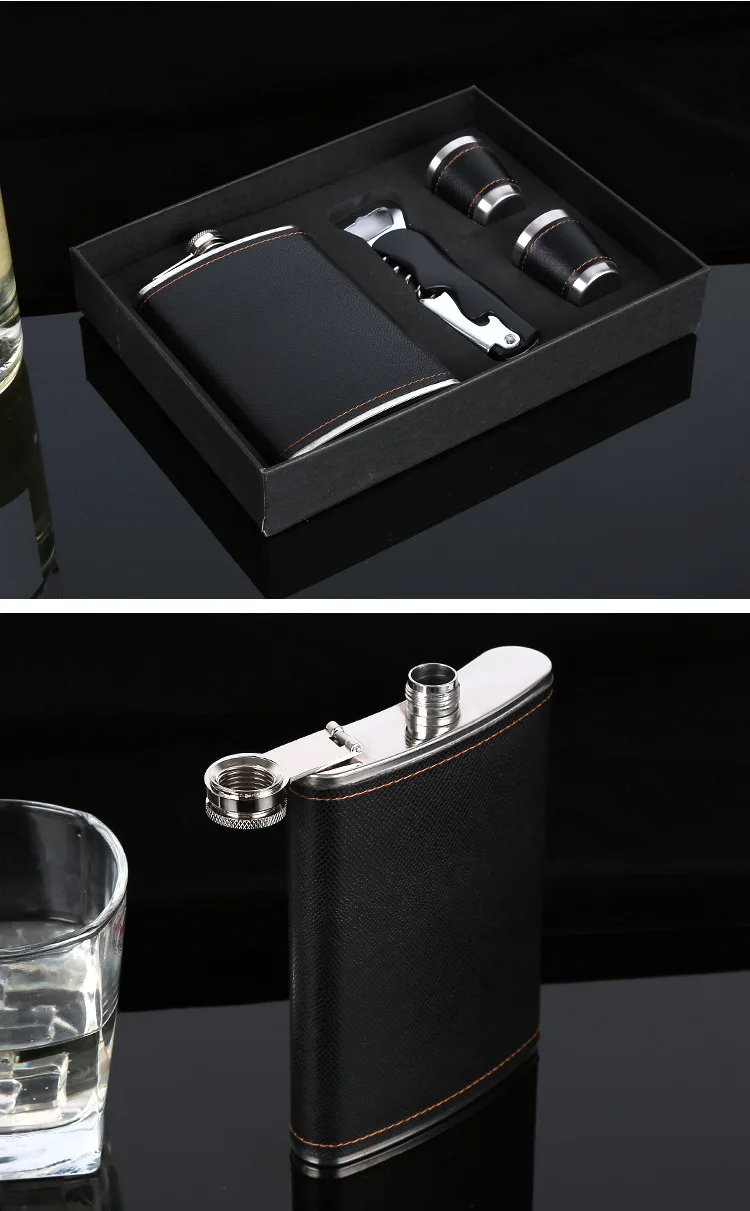 9 унций, чашки для виски в Москву, бокал для ликера, 304 нержавеющая сталь, бутылка для водки, кожаная упаковка, фляжка с открывалкой, подарочный набор