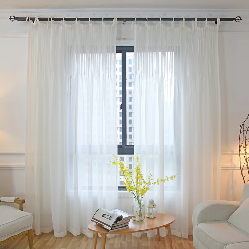 Белая японская занавеска chсости для гостиной мягкая однотонная тюль спальни