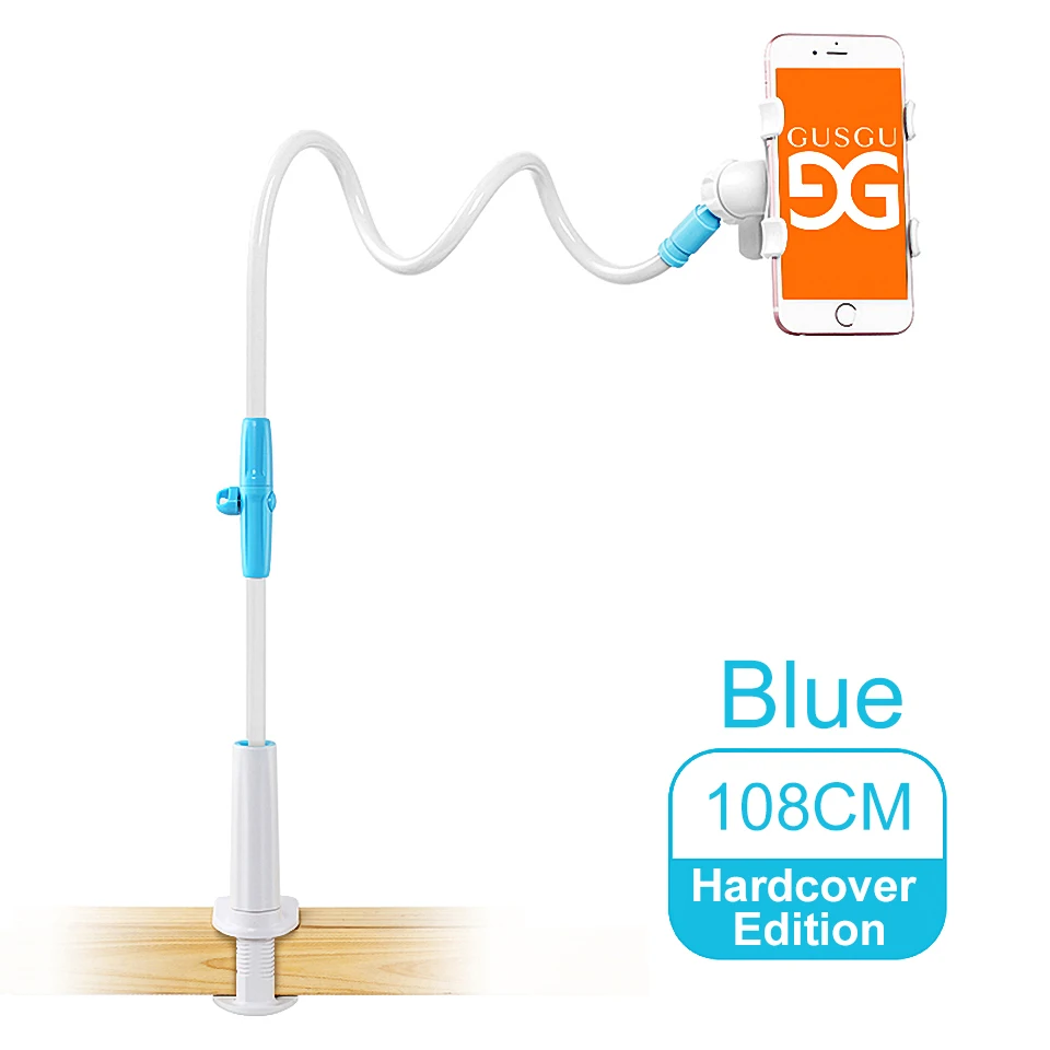 108cm Hardcover Blue Gusgu универсальные стенты гибкий держатель ленивый мобильный телефон долго стоять руку кровать/Desktop клип кронштейн для Iphone/Xiaomi /Samsung - Цвет: 108cm Hardcover Blue