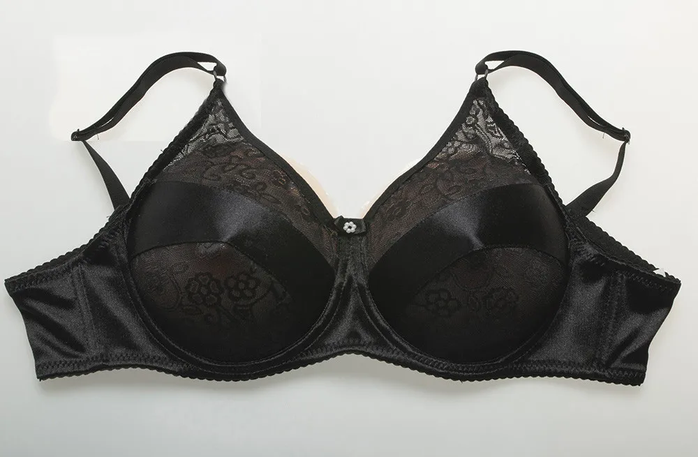 

(1200g/pair Extremely soft White Silicone Boobs Crossdresser Transgendered Fake Breast+Shemale Sexy Lace Satin Pocket Bra) Set